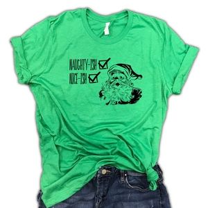 Naughty Nice Funny Santa Unisex Tee